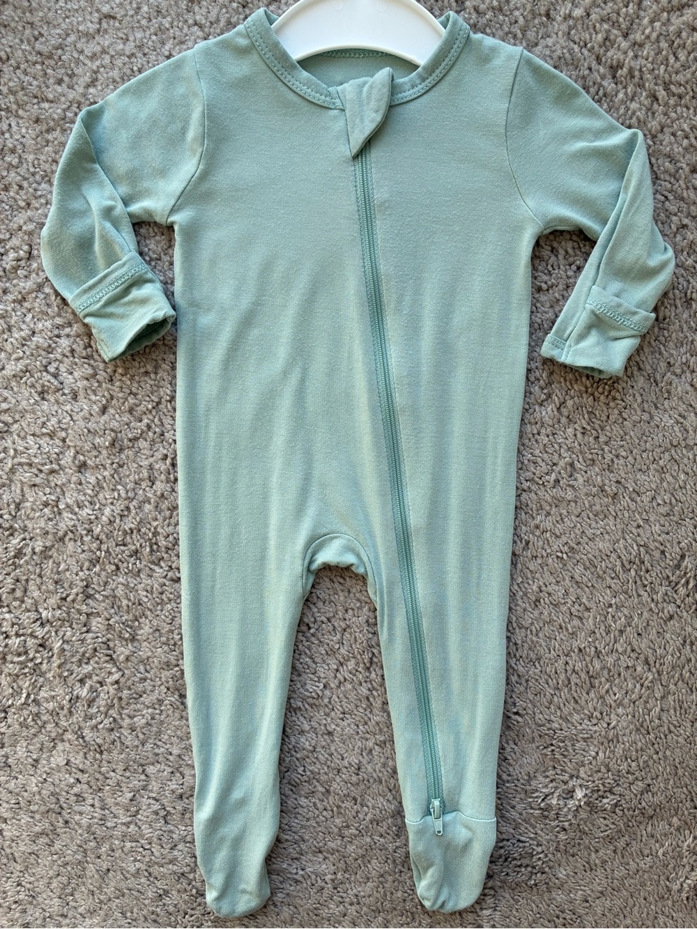Kyte BABY Sage Green Footed Bamboo One-Piece Zipper Romper